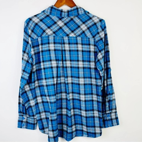 Twentyone Blue Plaid Flannel Button Down Shirt Size Medium - Picture 4 of 6